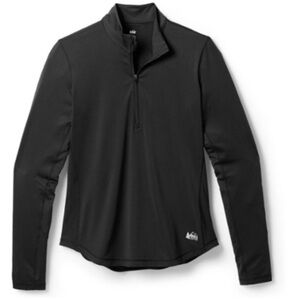 REI CO-OP Midweight Base Layer Half Zip 1/2 Pullover Top Black Women’s Small